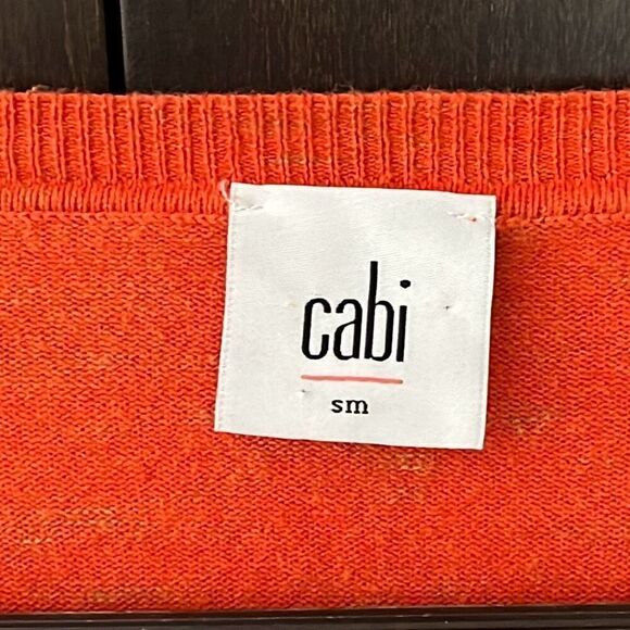 Cabi Orange Lace Cut Out Sleeve Button Up Cardigan Sweater Small #3123 - Picture 5 of 6